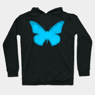 Neon Blue Ombre Butterfly Silhouette Hoodie